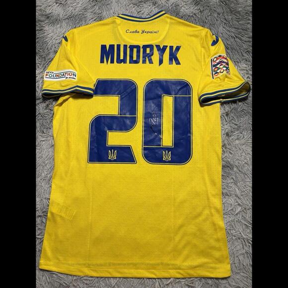 UKRAINE NATIONS LEAGUE 2024 VS CZECHIA MATCH WORN & SIGNED JERSEY Mudryk #20 - Picture 2 of 9